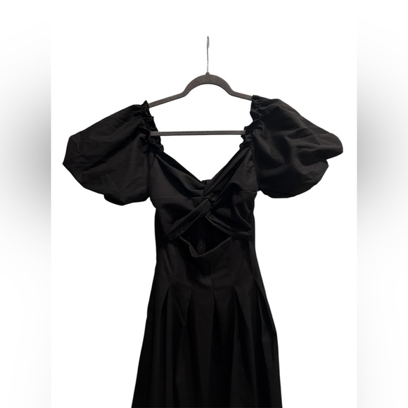 Petal and pup Maria Black Puff Sleeve Midi Dresses size small - Picture 8 of 9